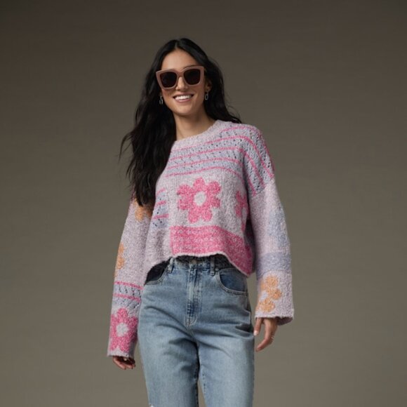 By Anthropologie Sweaters - NWT Anthropologie Moon and Madison Mixed Floral Pullover Women's Size XS